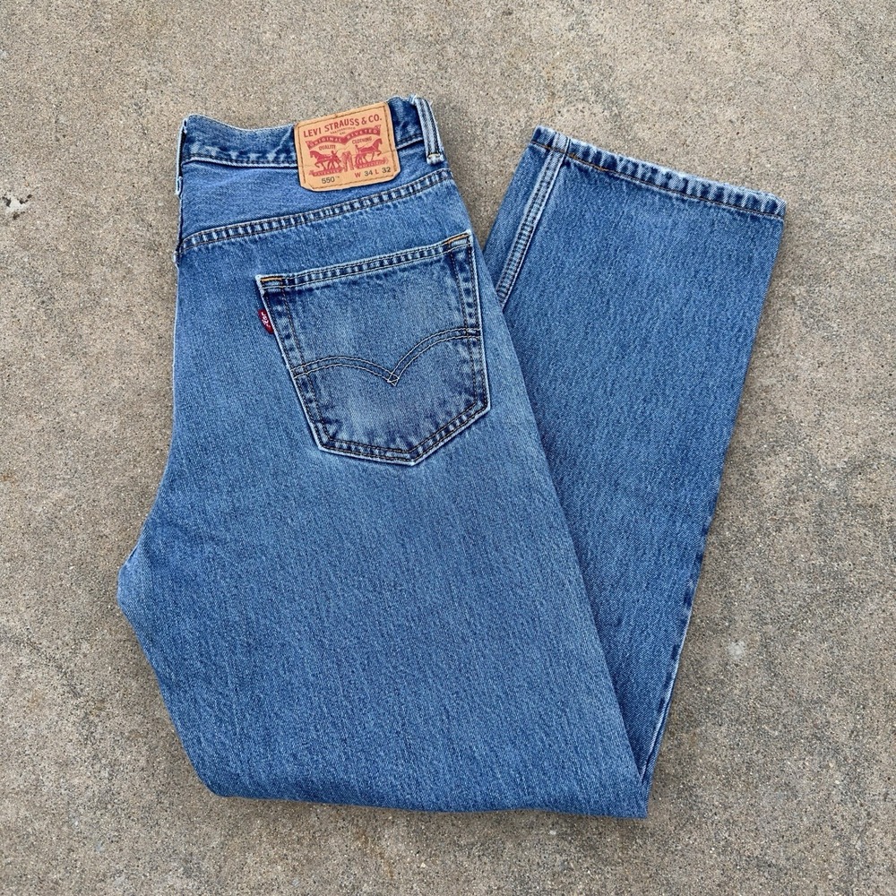 VTG Levis 550 Jeans Mens 34x32 Blue Denim Relaxed Tapered Leg Cotton Medium Wash